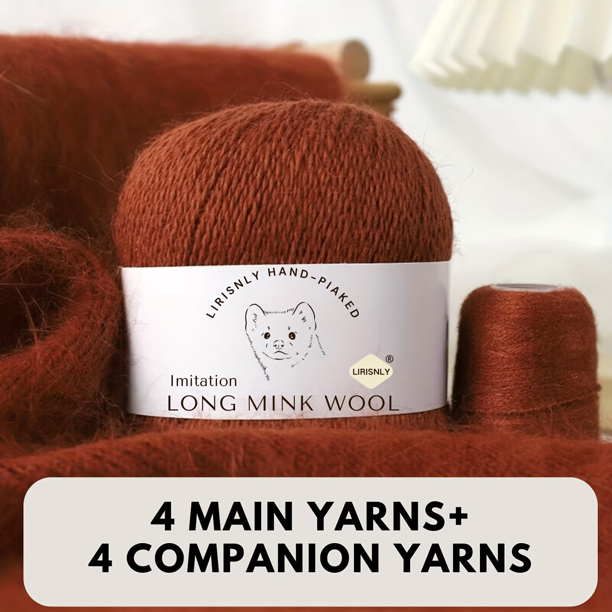 Multicolor Faux Mink Wool and Long Wool Knitting Yarn Set for Scarves Sweaters Hats 280g