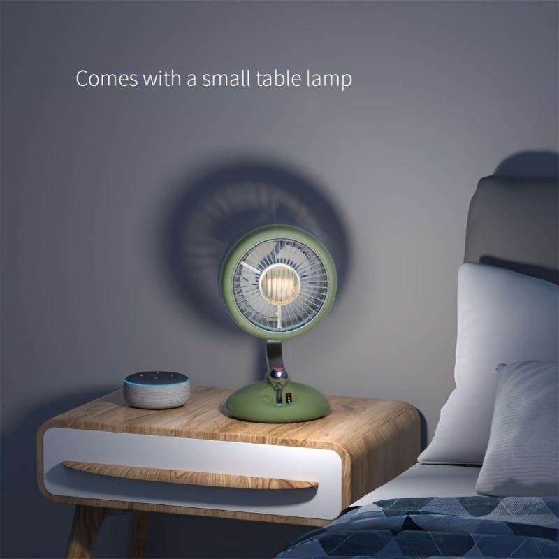 Retro Oscillating USB Desk Fan with Head Shaking, Rechargeable Battery, Quiet Portable Table Fan for Office Home Dorm