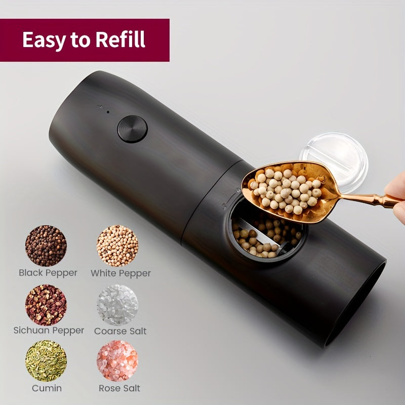 Rechargeable Electric Pepper Grinder Automatic USB Rechargeable Battery Black White Compact