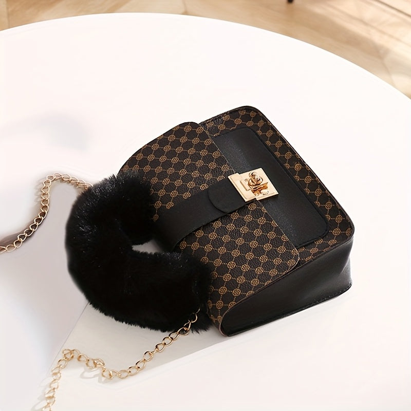 Girls PU Crossbody Bag with Cartoon Print and Buckle Closure for Going Out and Parties