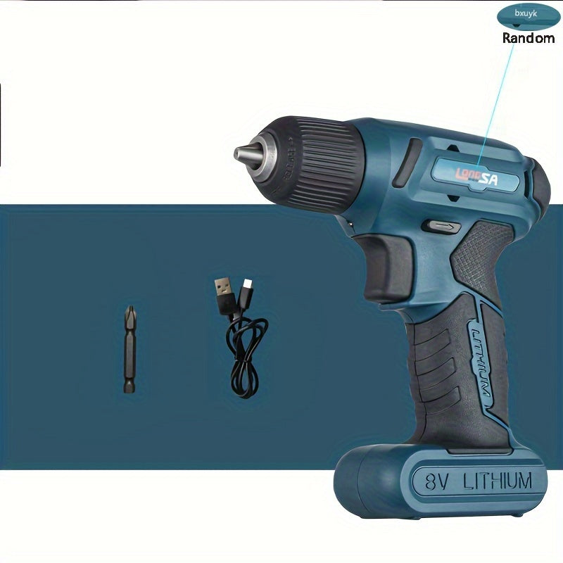 Lithium Electric Drill Set with USB Charging LED Light Cordless Screwdriver for DIY Tasks