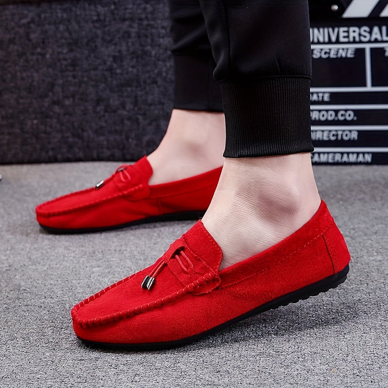 Men's Slip-On Tassel Loafers Breathable Fabric Non-Slip Rubber Sole Casual Shoes