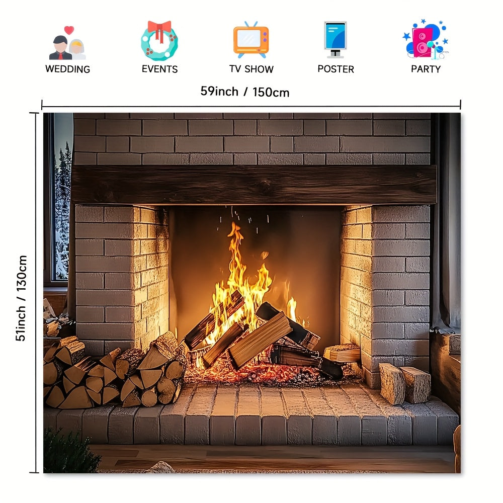 Multi-Functional Fireplace Backdrop for Festivals and Holiday Photos