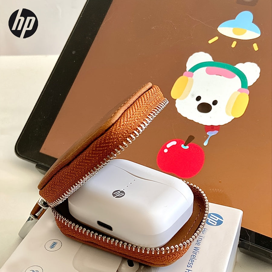 Wireless Earbuds White Touch Control Semi-In-Ear with 300mAh Battery USB-C Charging Tangle-Free Case