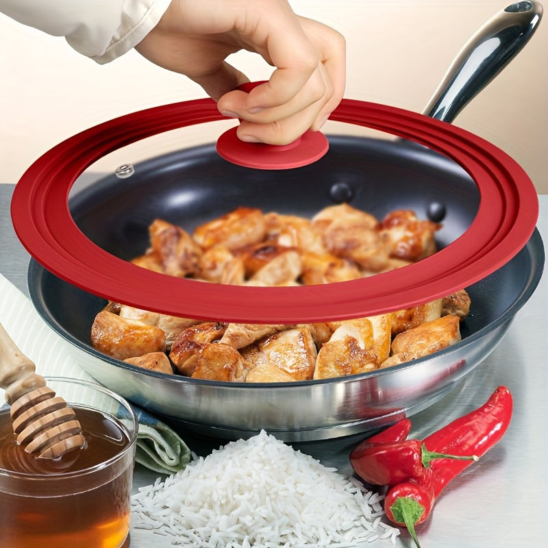 Silicone Glass Lid for Pots Pans and Steamers, Heat-Resistant, Versatile