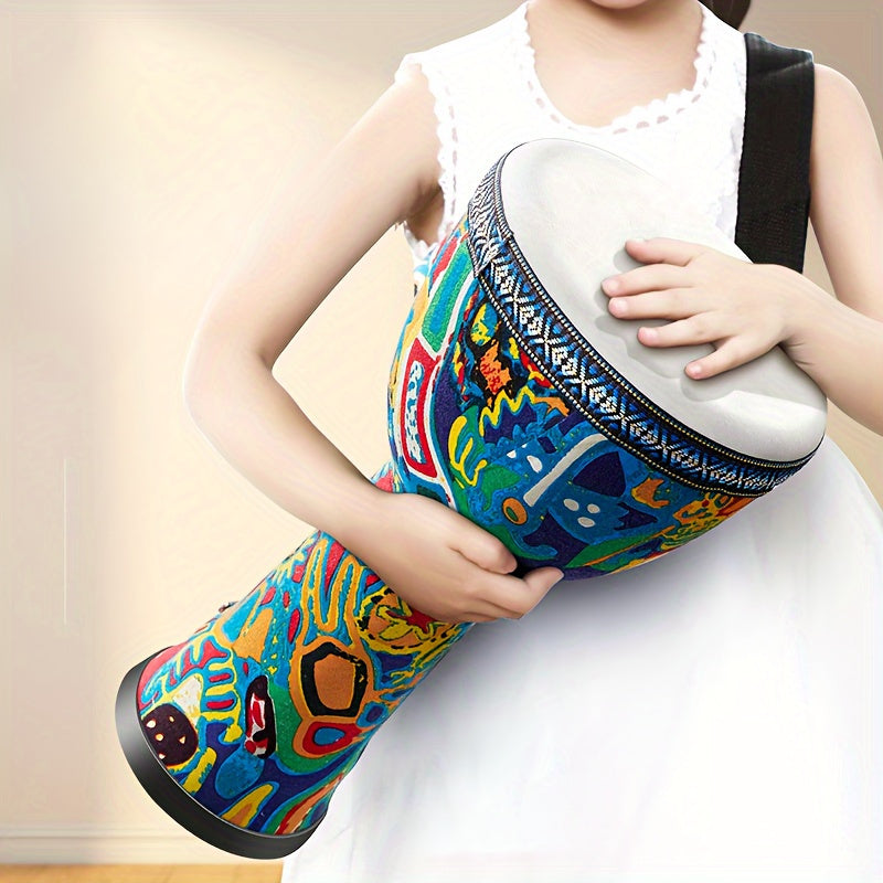 Afrika davul 20.32cm Qo‘l perkussion asbobi, musiqa va ko‘ngilochar uchun jonli Afrika naqshlari bilan