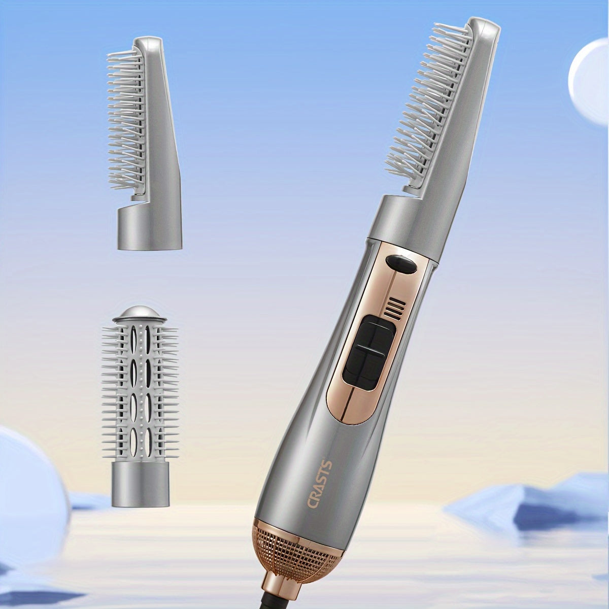 Set de cepillo secador de pelo profesional 800W Herramienta de peinado de doble función con cabezales de cepillo de repuesto para alisar y rizar