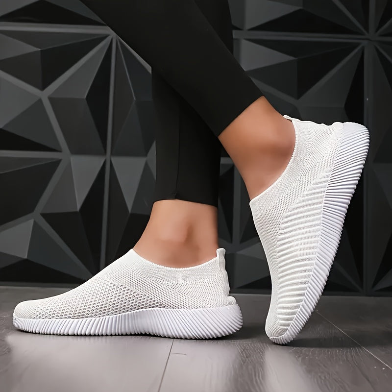 Zapatillas ligeras y transpirables para mujer, de punto negro, suela de EVA, casuales para viajar