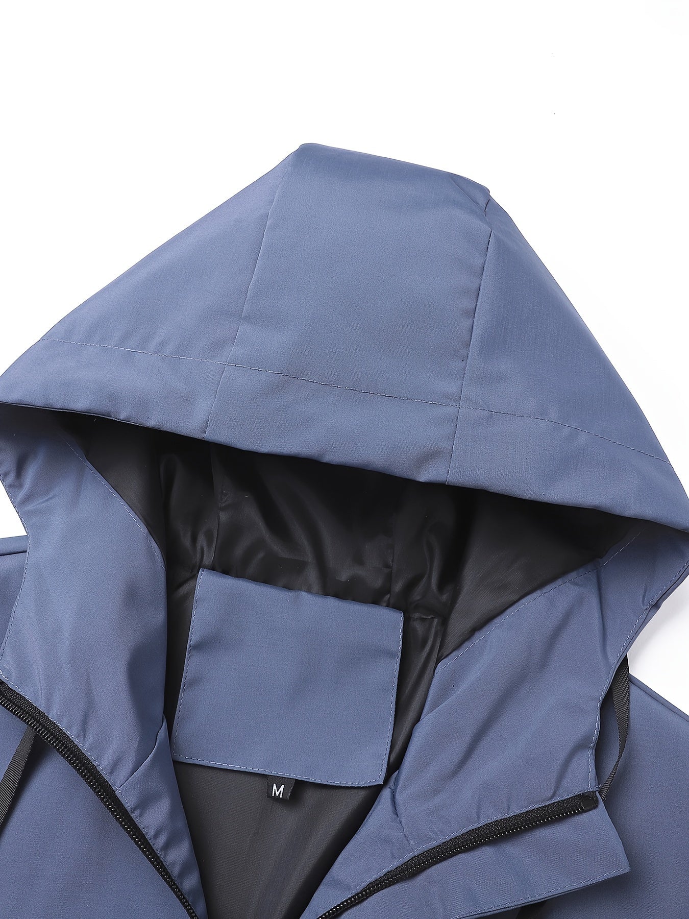 Men's Waterproof Hooded Windbreaker Jacket Black Spring Fall Casual Zipper Alphabets