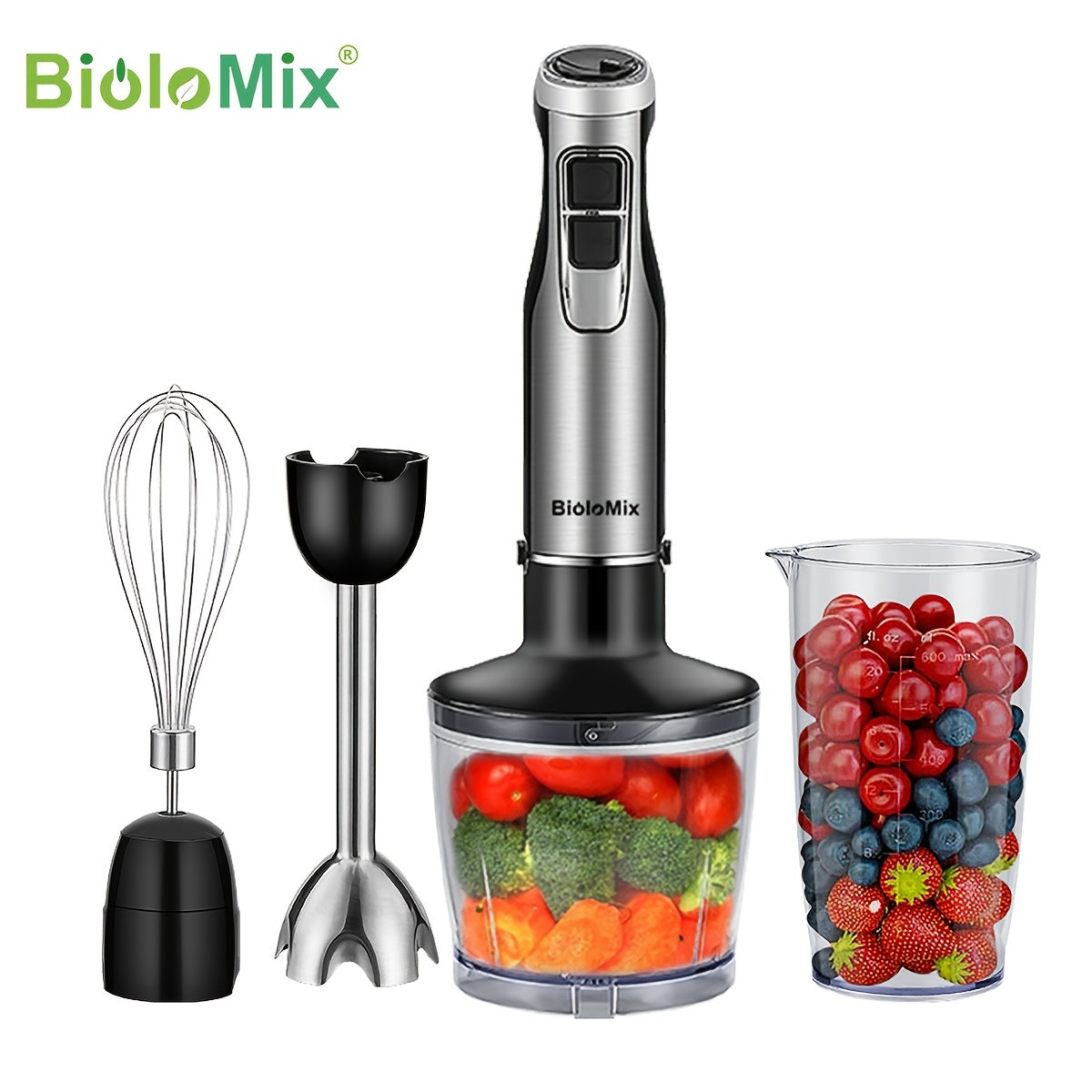 4-in-1 Hand Stick Blender Mixer 1200W Stainless Steel Ice Blades 220V European Standard Plug