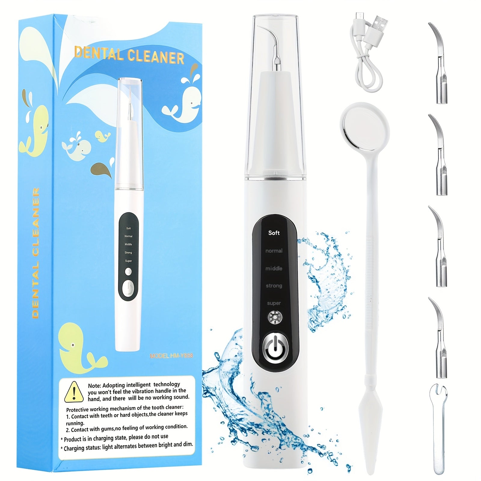 Electric Teeth Cleaner 5-in-1 USB Rechargeable With Replacement Heads
