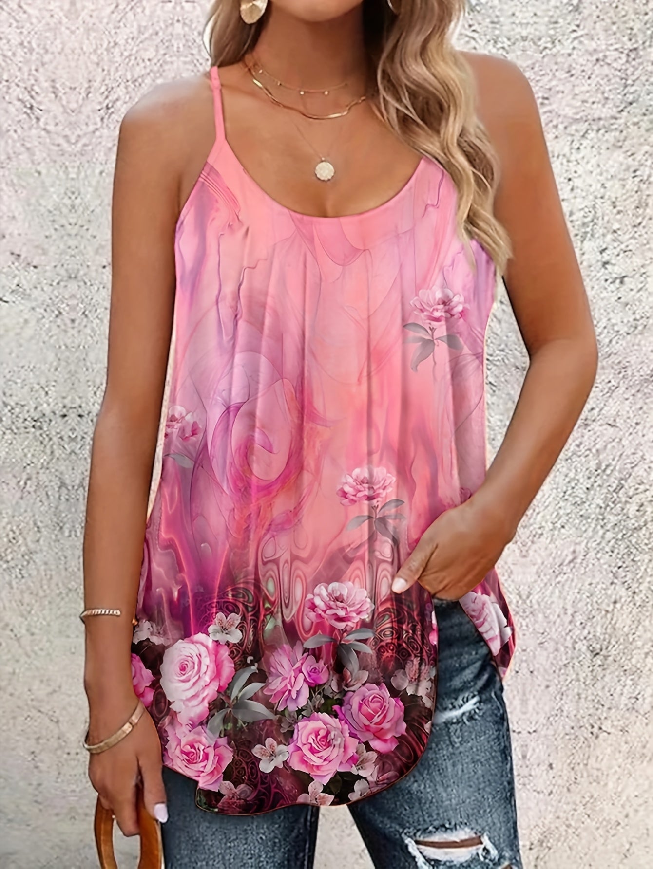 Women Floral Print Sleeveless Tank Tops Pack Lightweight Stretchy Summer Casual