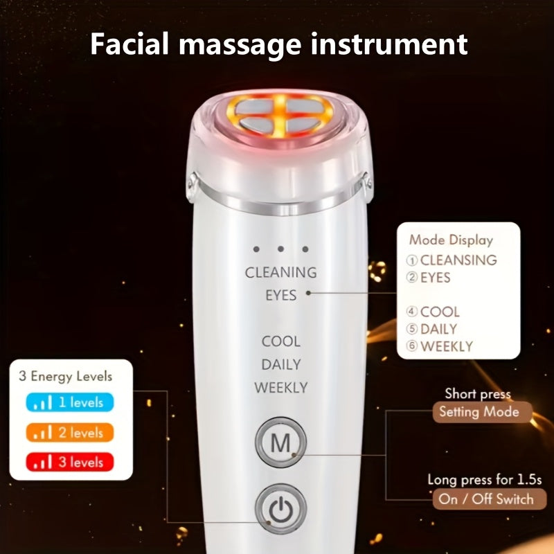 6-in-1 USB Rechargeable Facial Skin Care Device with 2000mAh Lithium Battery for Home Use