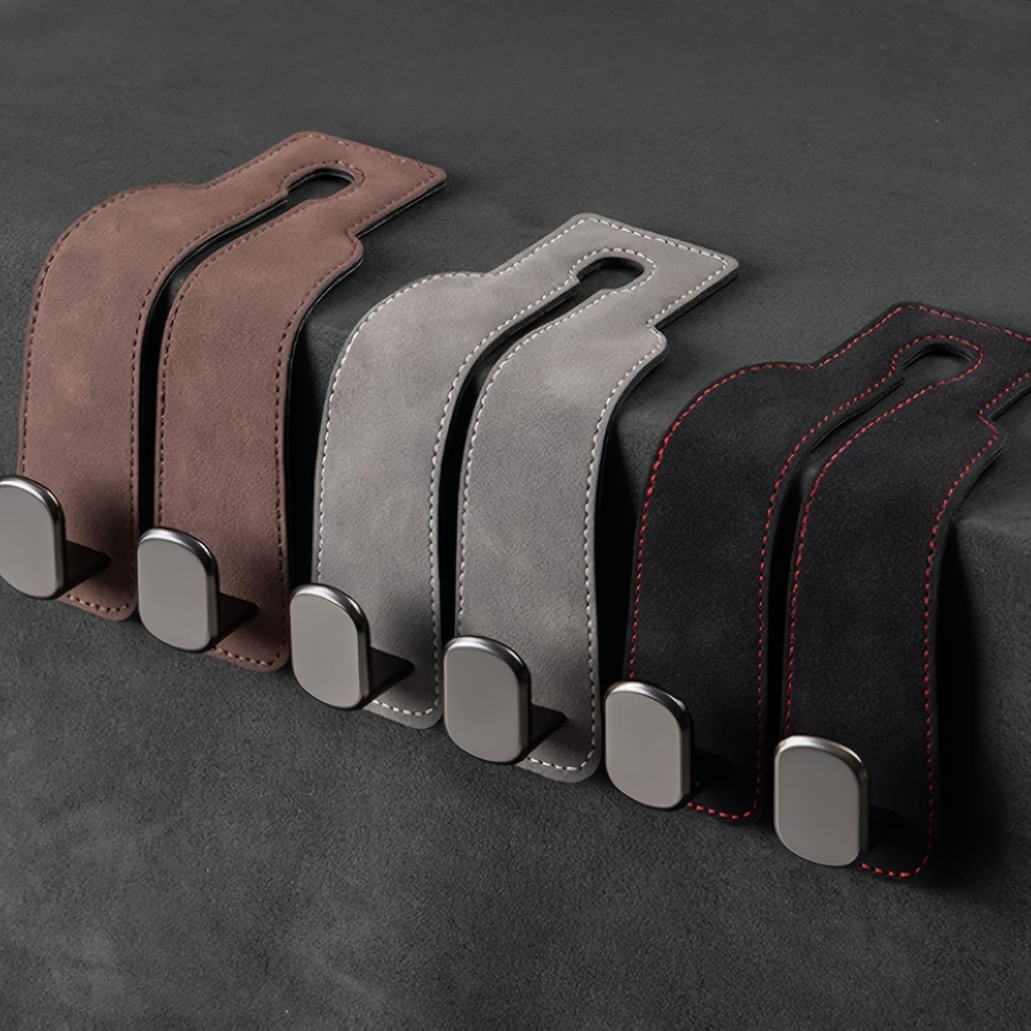 Gancho para reposacabezas de coche, organizador de almacenamiento en el asiento trasero de cuero para billetera y bolso