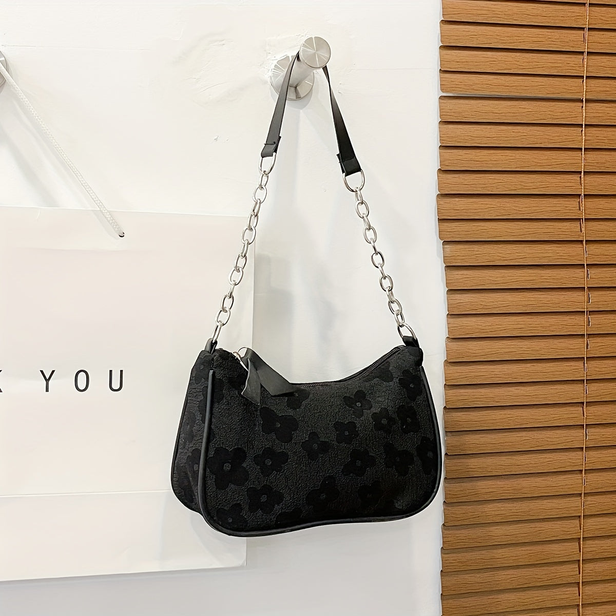 Girls Floral Print Shoulder Bag Casual Trendy Oxford Zipper Handbag