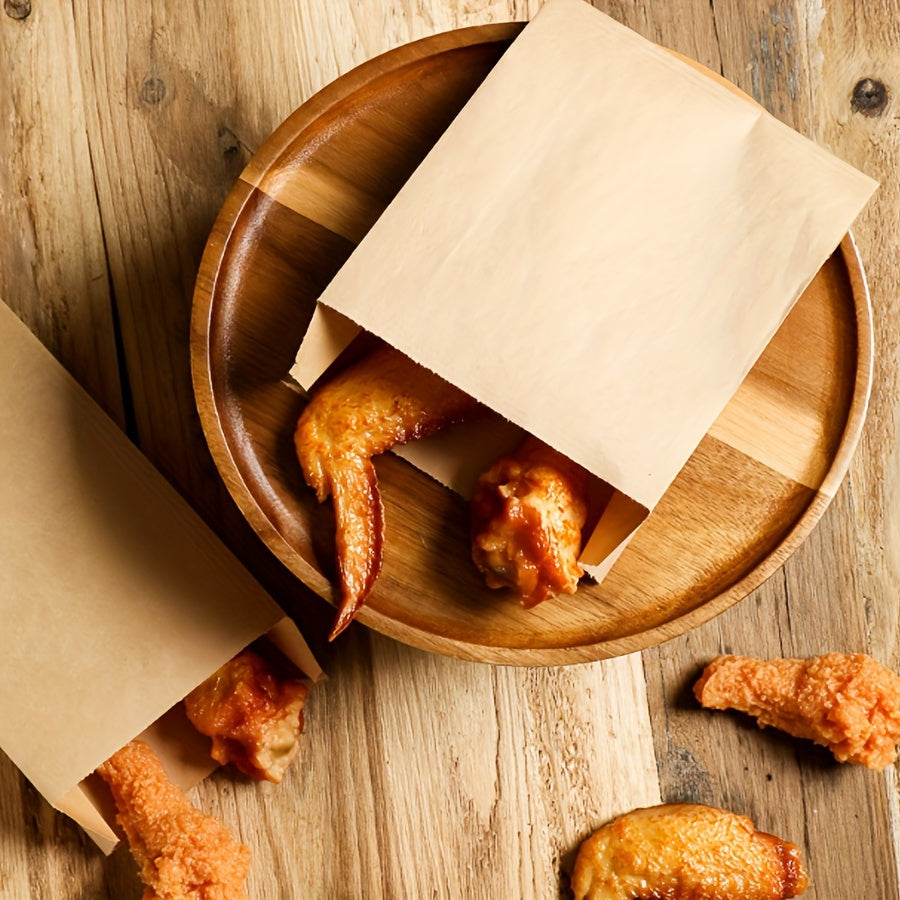 50 Disposable Brown Kraft Paper Bags Fold-Top Food and Bakery Packaging