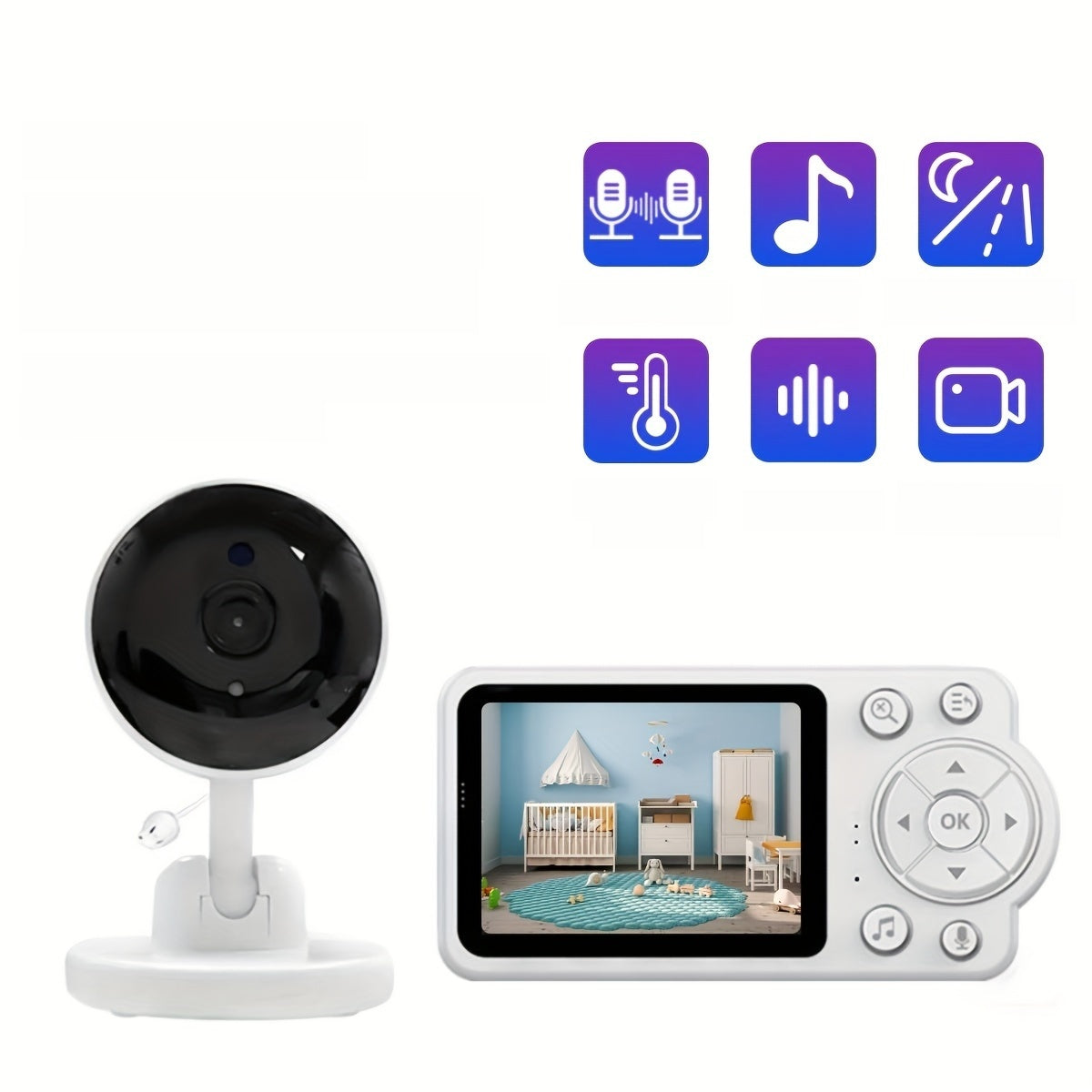 Smart Monitor with Two-Way Audio 720P Video Infrared Night Vision Temperature Detection