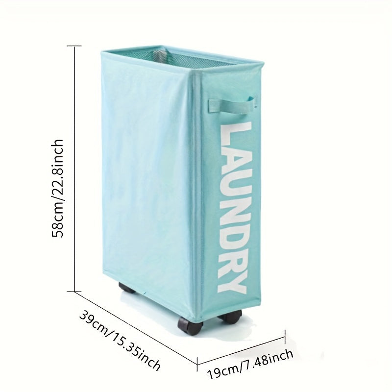 Qo‘l va g‘ildiraklar bilan yig‘iladigan kir yuvish savati 55.88cm, uy-joyni tartibga solish uchun