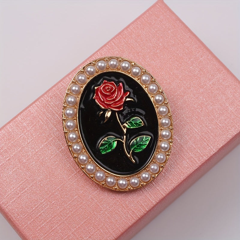 Floral Brooch with Faux Pearls Vintage Style for Women’s Coats and Dresses