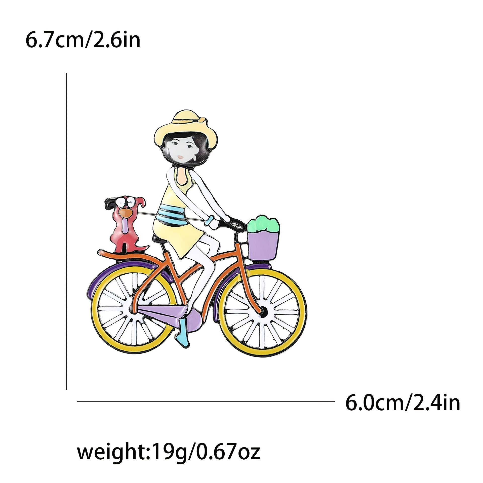 Cute Acrylic Bicycle Girl Brooch Cartoon Pin for Clothes Accessories Irregular Shape