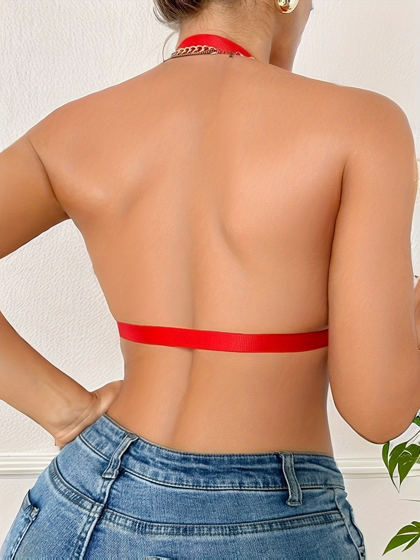 Lace plunge bralette ochiq orqa bilan, simsiz - kattalar o'lchami.