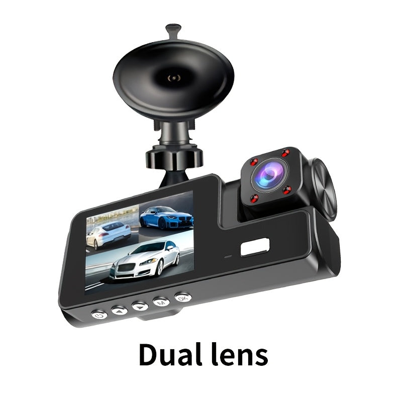 3-канальная автомобильная видеорегистратор FHD 1080P ночное видение циклическая запись G-сенсор ультра широкий угол