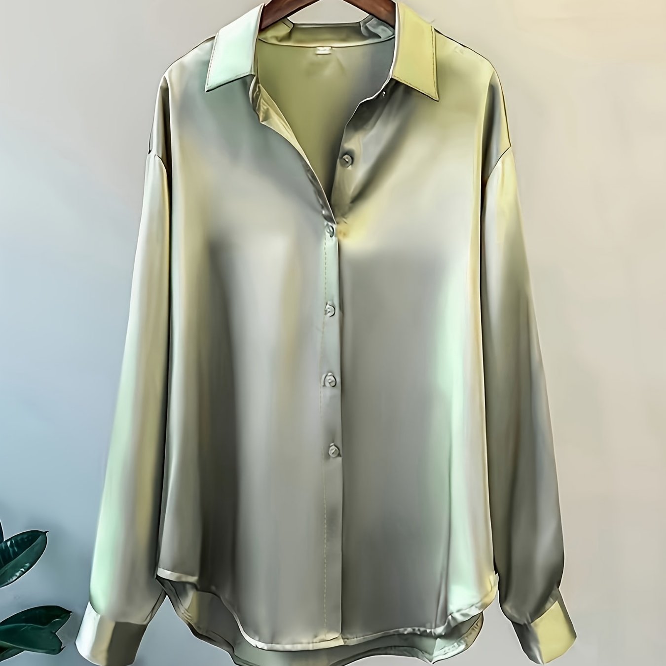 Women's Solid Color Polyester Blouse for Office and Casual Wear with Button Details