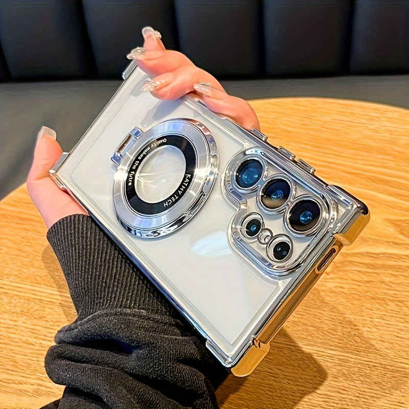 Чехол для телефона Samsung A55/A15/A25/A35/A54/A34/A53 5G Luxury Retro Magnetic - Ультратонкий, Электроплакированный Прозрачный, С Подставкой