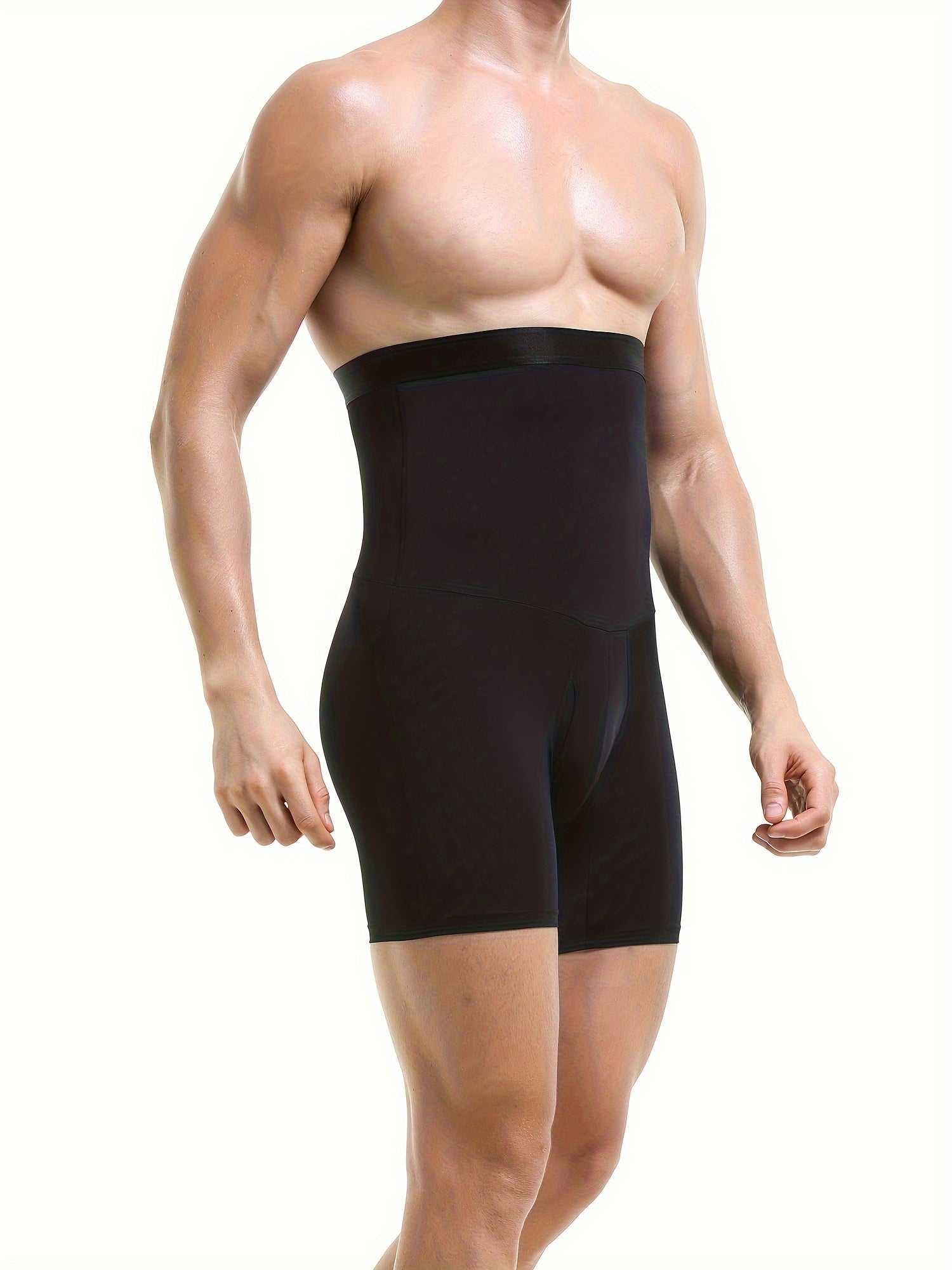 Men's High Waist Tummy Control Shapewear Shorts Solid Nylon Slim Fit