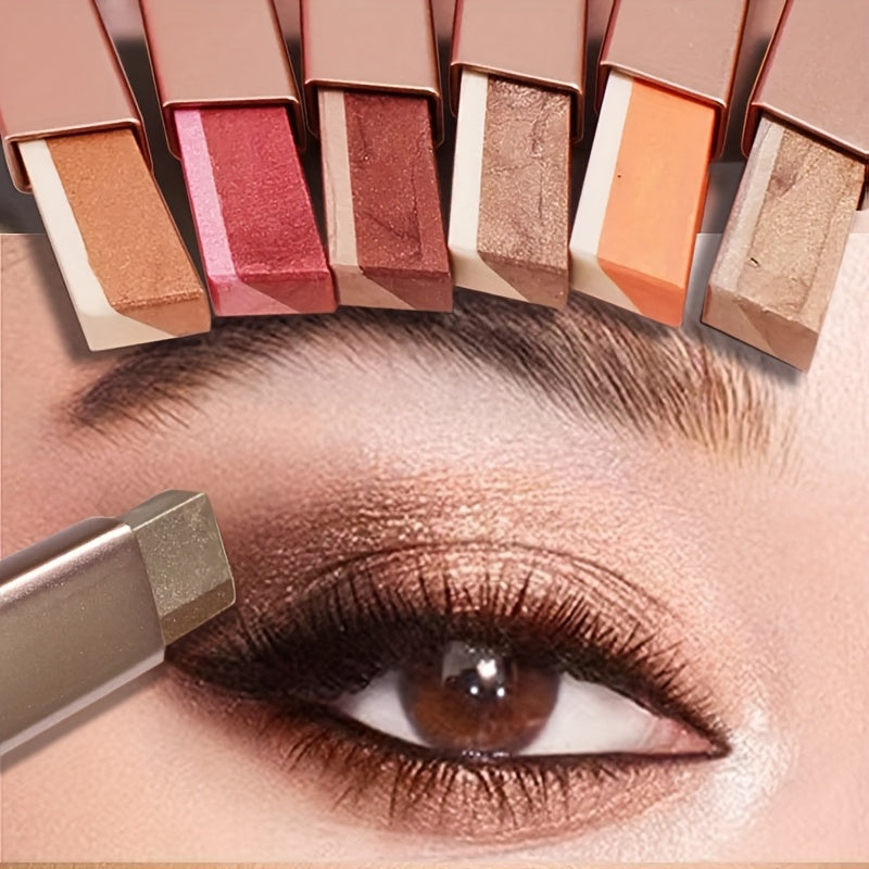 Women Two Tone Gradient Glitter Eyeshadow Stick Waterproof Long Lasting