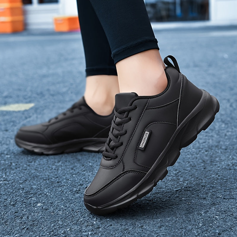 Women's Black Casual Lace-Up Flats Cushioned EVA Sole All-Day Comfort