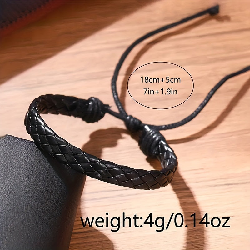 Black Round Quartz Watch with PU Leather Strap Alloy Dial and Pointer for Women and Men