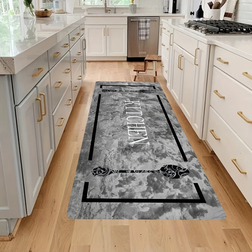 Farmhouse Kitchen Runner Rug Water-Resistant Braided Polyester Non-Slip Mat
