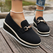 Women’s Mid-Top Platform Sneakers Casual Slip-On Flat Shoes Beige