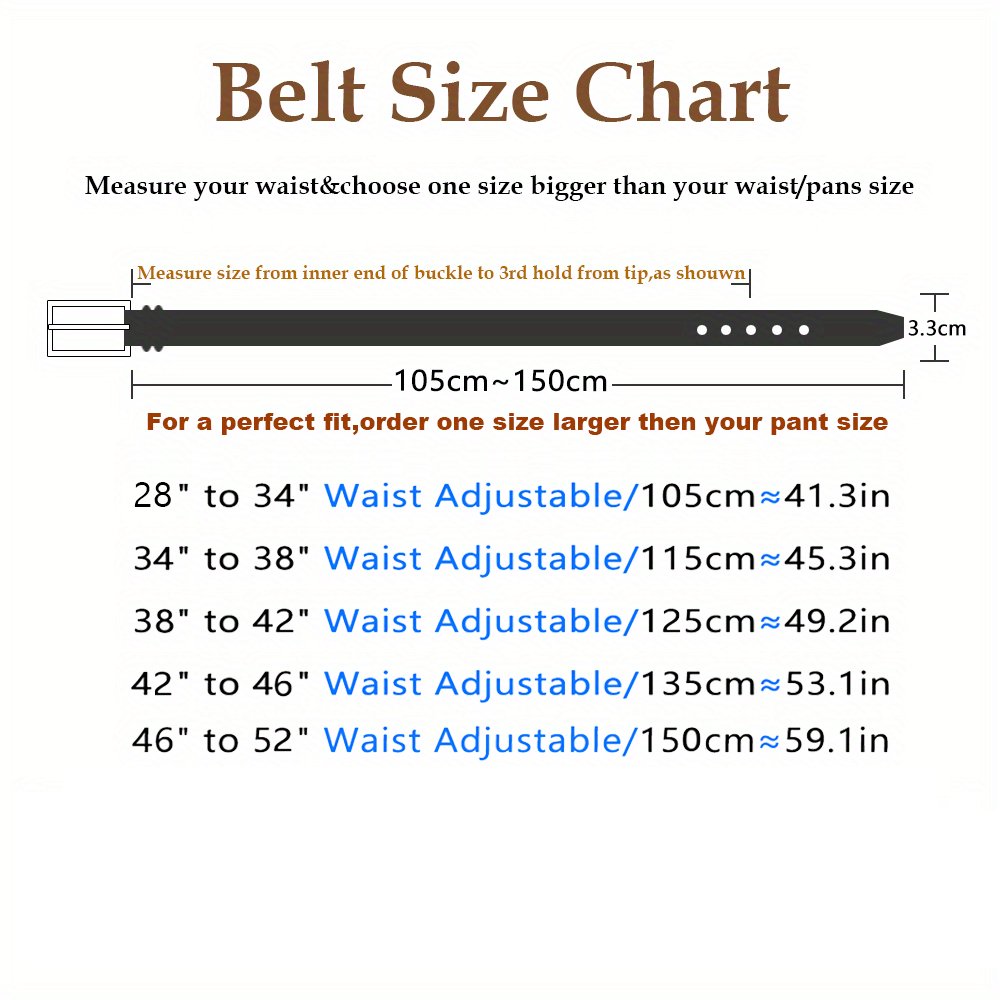 Men's Genuine Leather Belts Adjustable 3.17cm Width Square Buckle for Jeans Dress Pants Black Brown Set