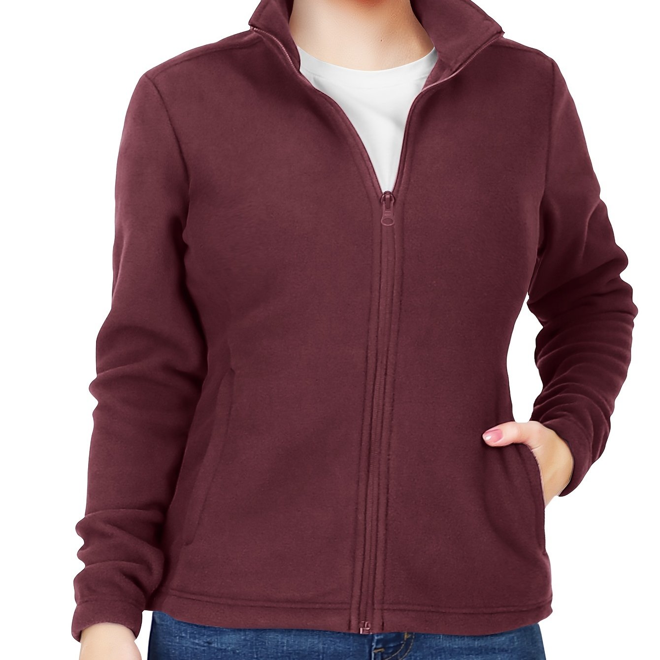 Women’s Fleece Jacket Full-Zip Warm Soft Polar Plus Size Winter Coat