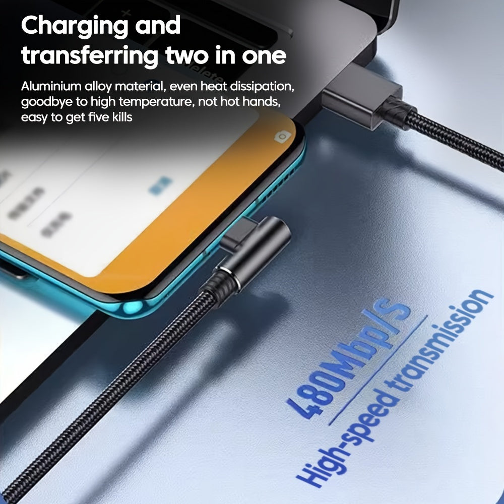 Fast Charging USB-C Cable 120W Flat Fabric Braided 100-200cm Black