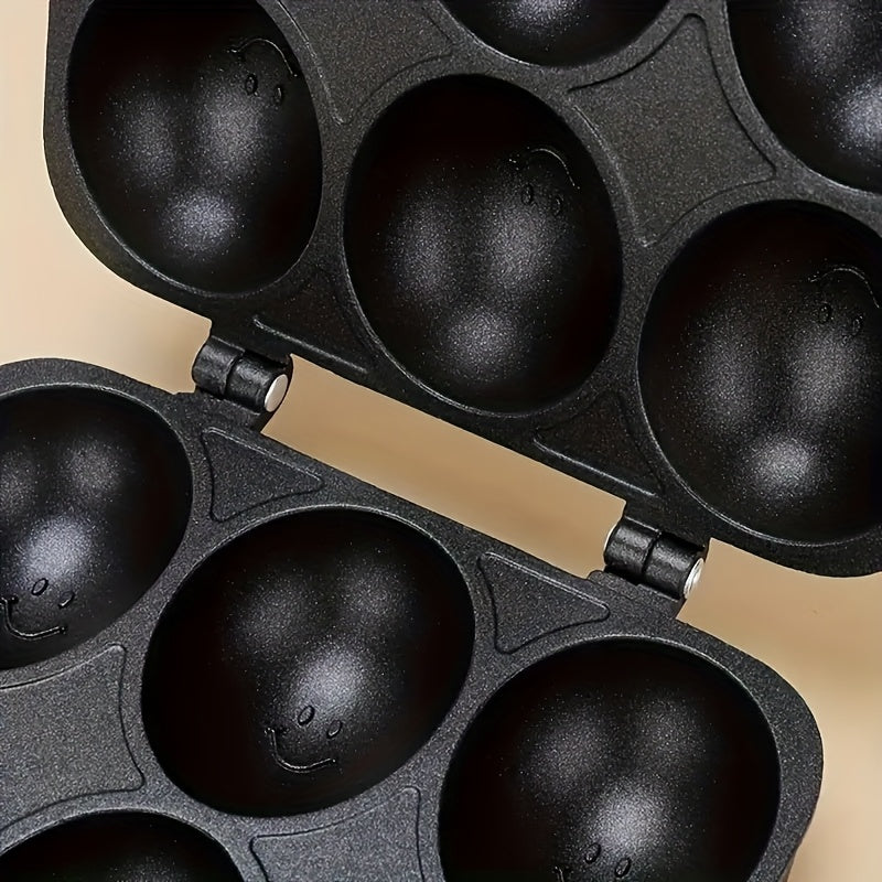 6-Cavity Nonstick Egg Waffle Maker Rust-resistant aluminum alloy pan long handle