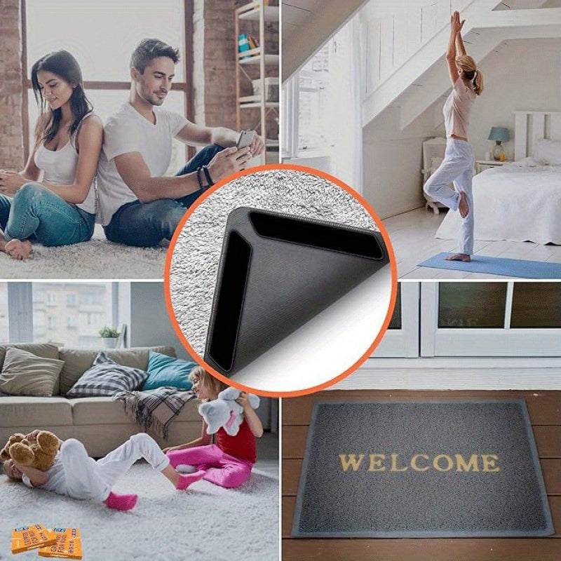 12 Pack Reusable Non-Slip Rug Gripper Pads for Hardwood Floors