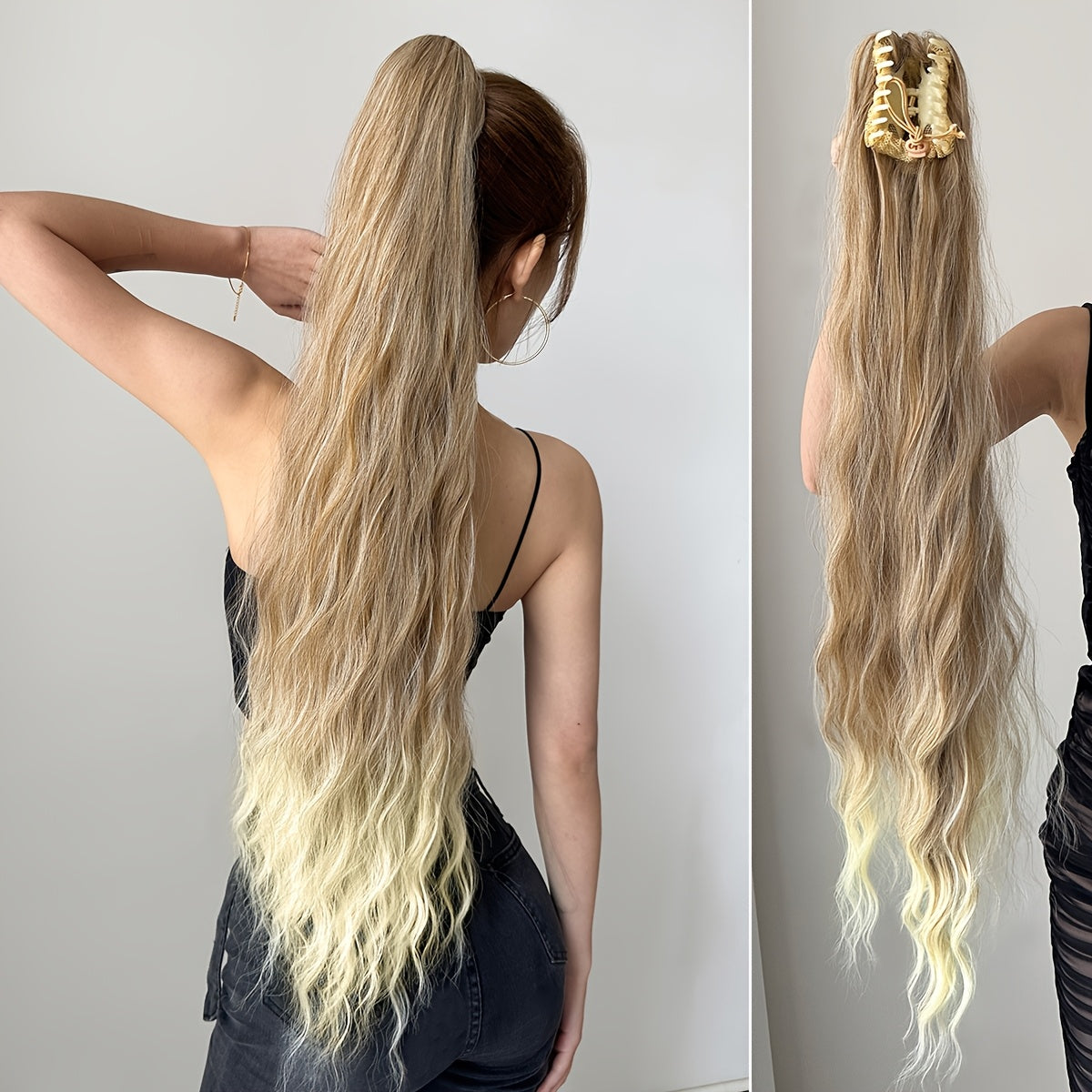 Ombre Water Wave Synthetic Ponytail Hair Extension for Women 81.28cm Heat Resistant