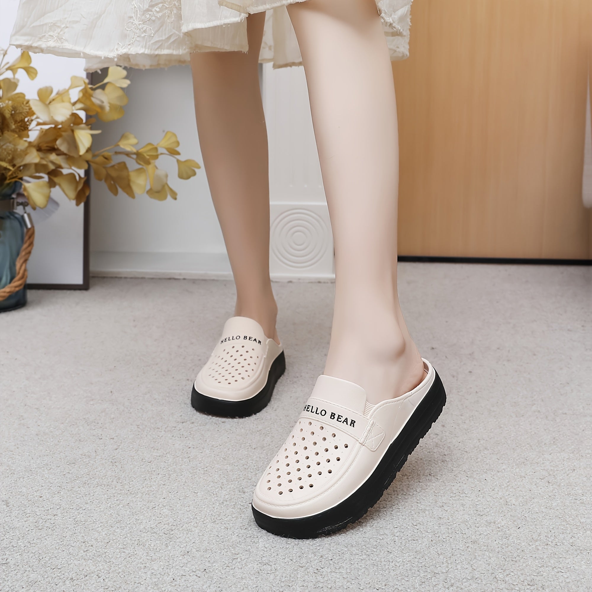 Women's Summer Thick-Soled PVC Shoes with Half-Enclosed Head for Comfort and Style