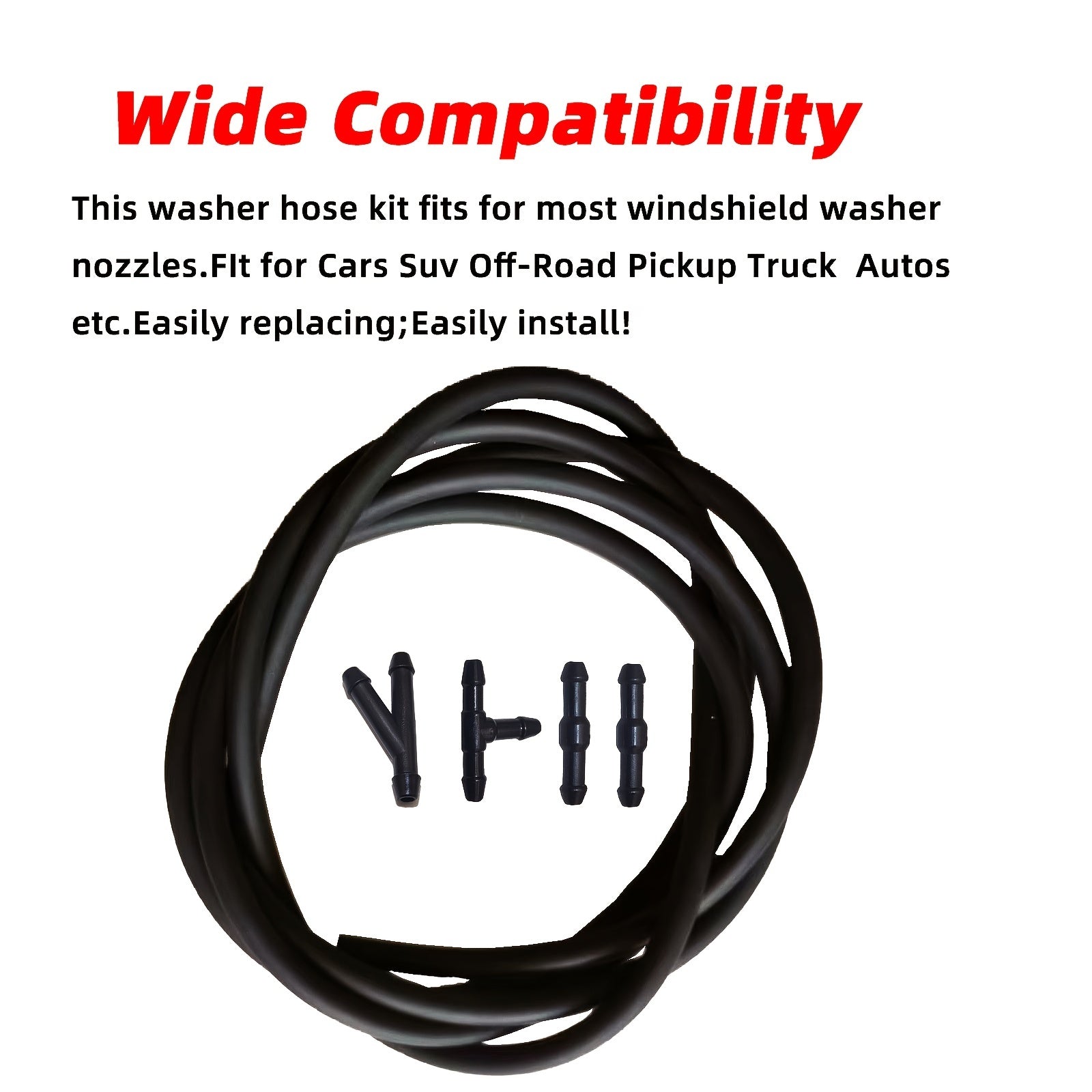 Kit de manguera de lavado de parabrisas universal de 2M con 4 conectores para instalación de boquillas