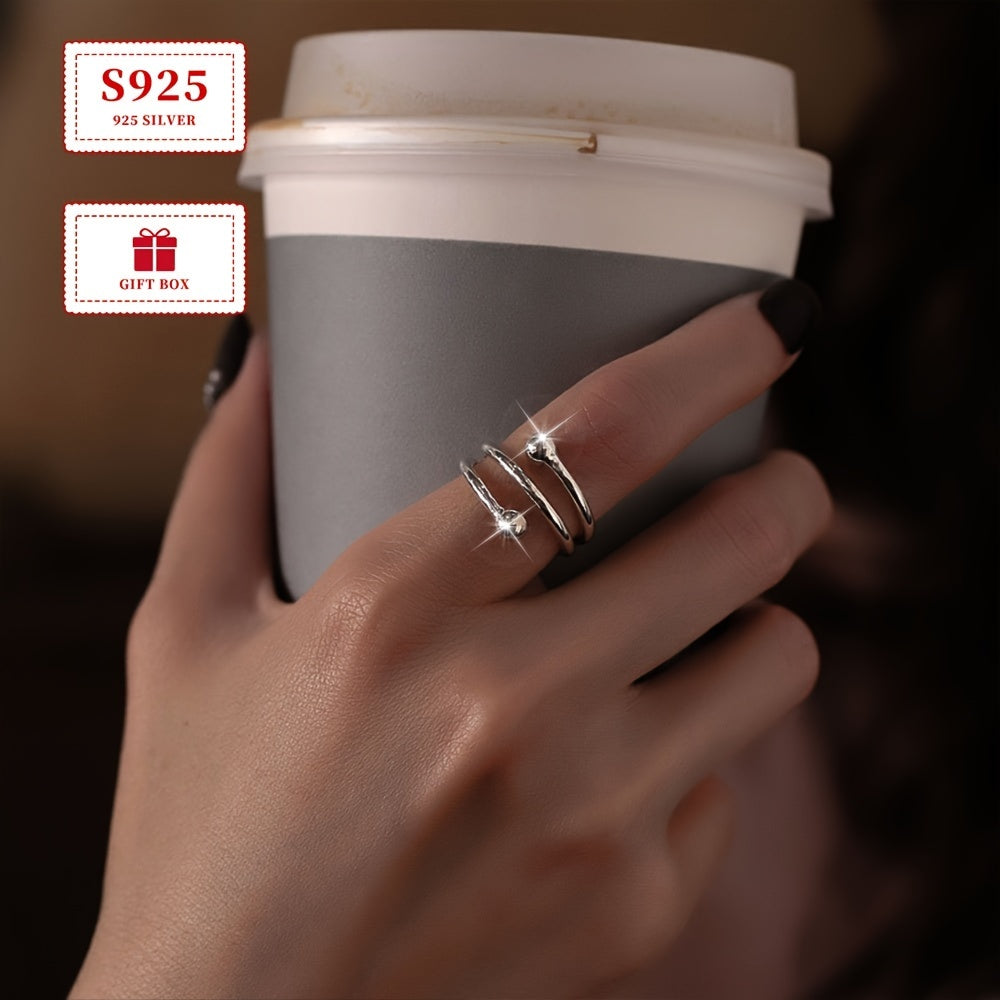 Sterling Silver Geometric Ring for Women, Elegant, Versatile Jewelry