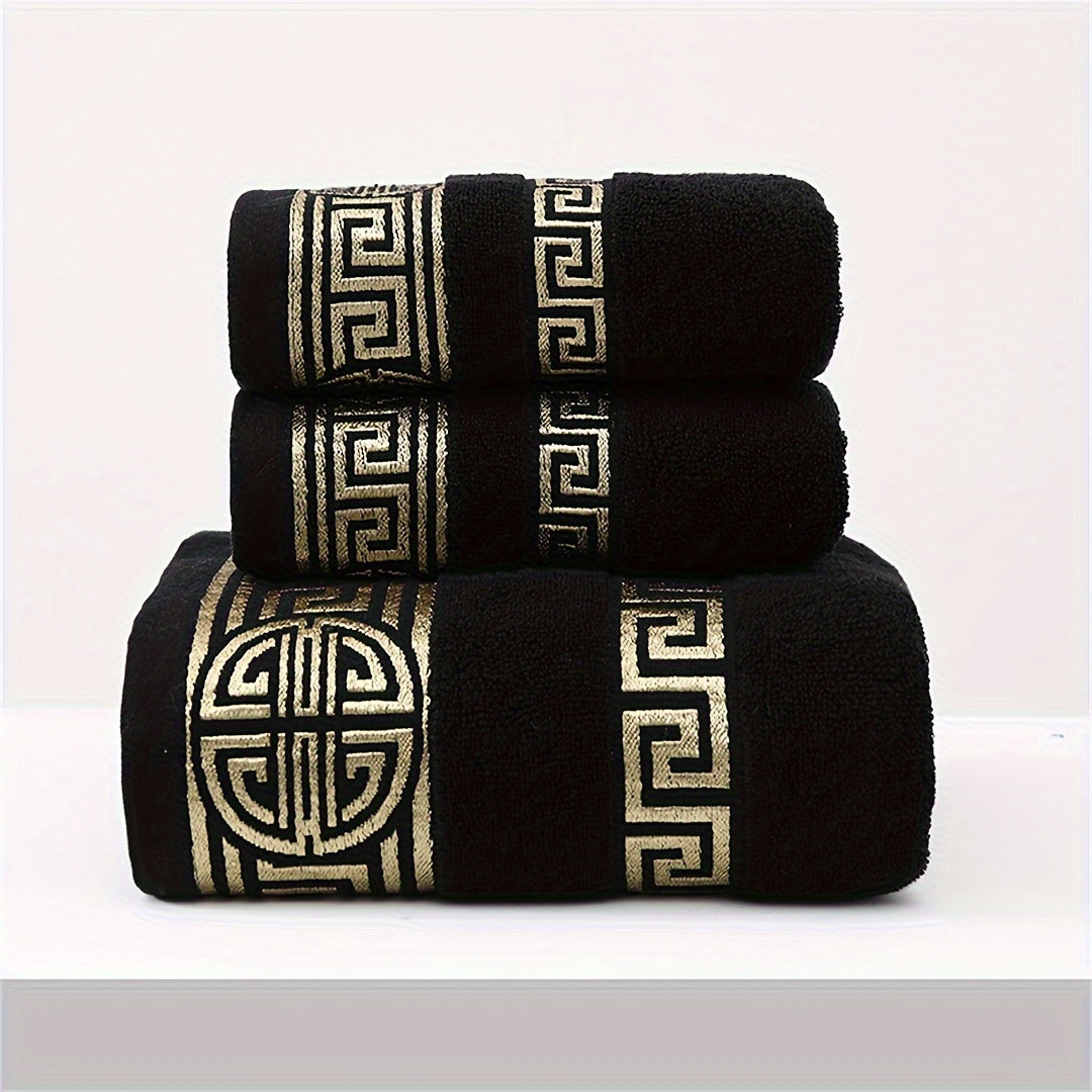 Cotton Towel Set Includes Bath and Hand Towels Dark Colors Absorbent Soft