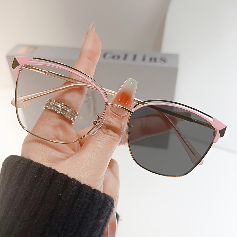 Women's Metal Frame Cat Eye Glasses with Photochromic Lenses