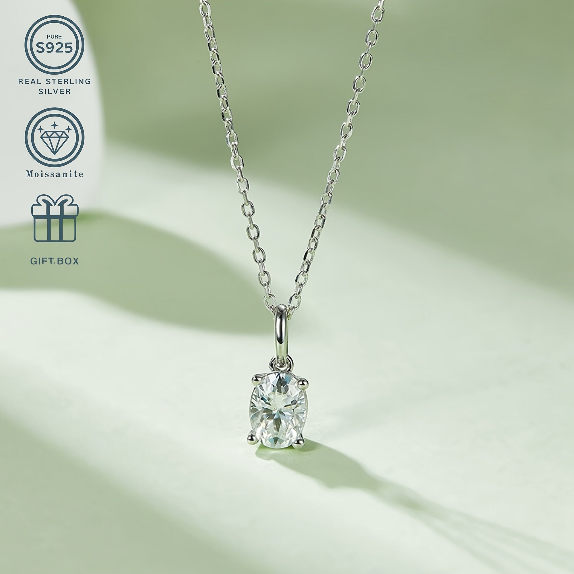 Moissanite Pendant and Earring Set in Sterling Silver 1CT Pendant 0.5CT Earrings Hypoallergenic Jewelry