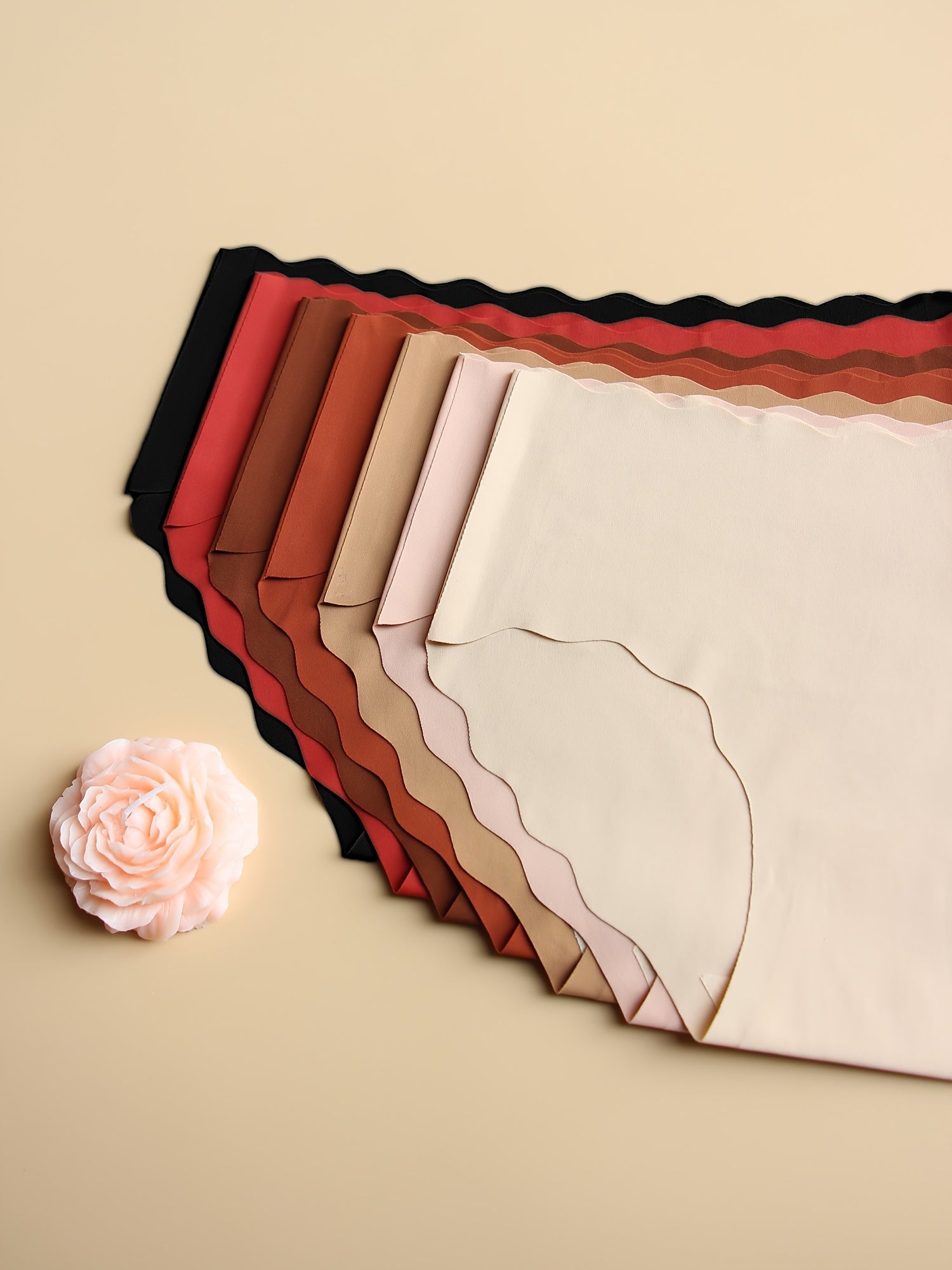 Set of 7 Women's Mid-Rise Hipster Panties with Wavy Edges and Butterfly Pattern in Soft Polyamide