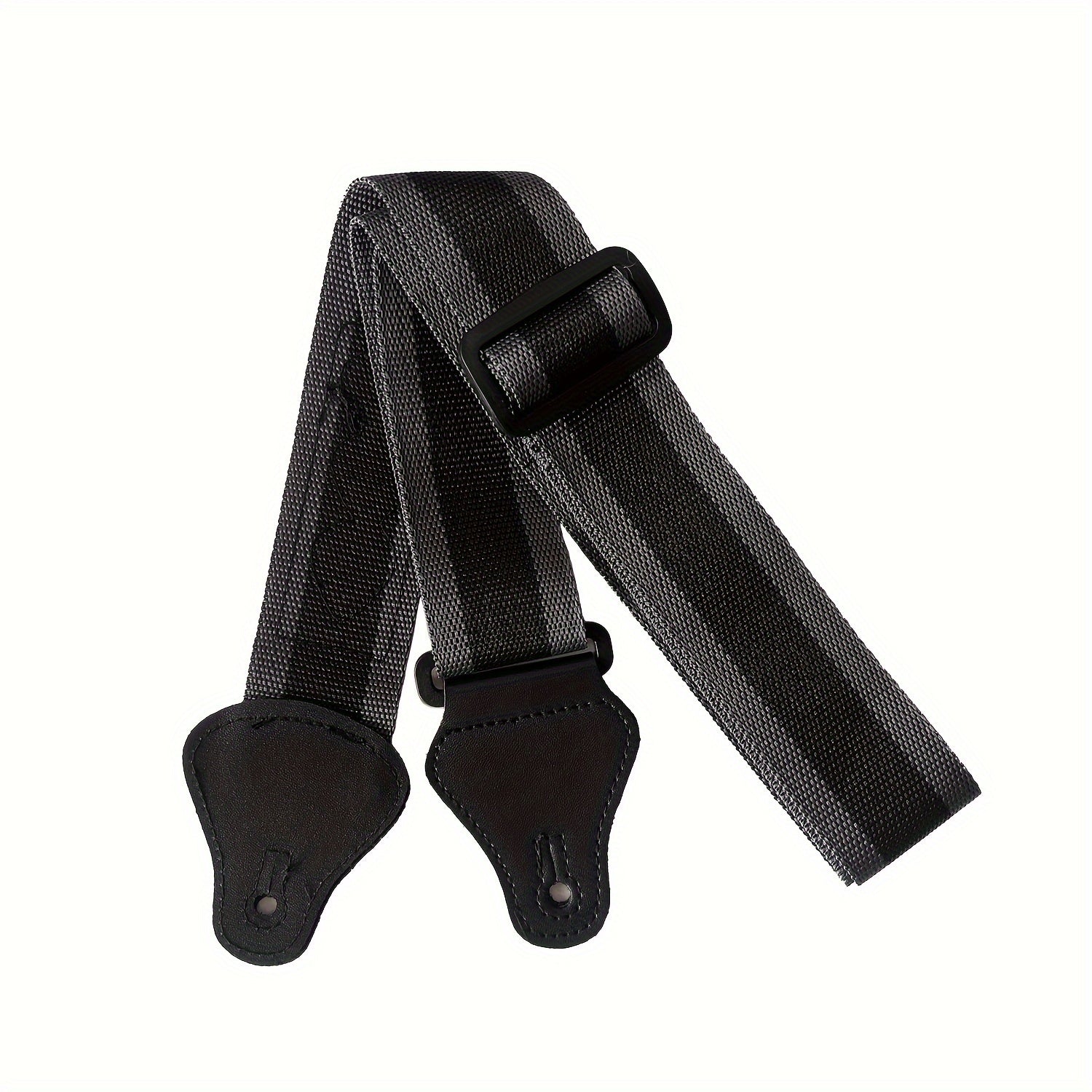 Correa de guitarra de nylon trenzado negro ajustable y cómoda con soporte para pala
