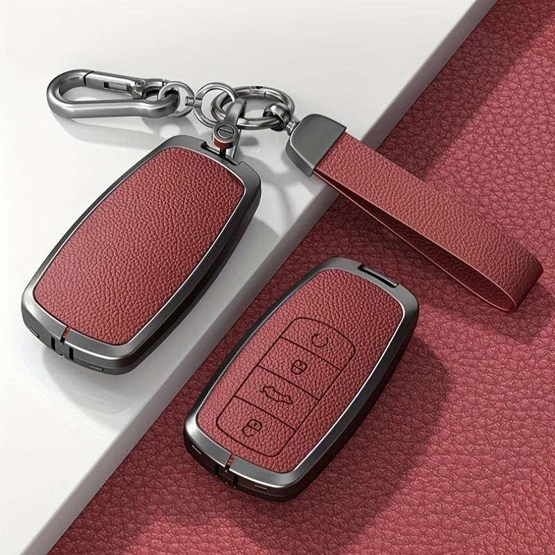 Universal TPU Car Key Cover Protector Red Textured Zinc Alloy Shell