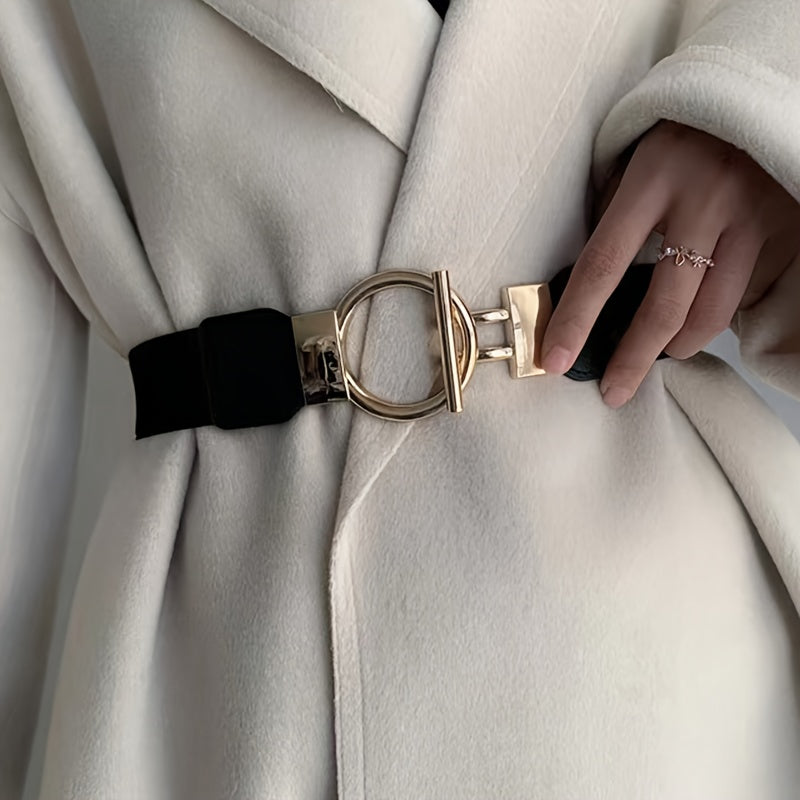 Набор из 3 широких эластичных ремней с круглыми пряжками для женских платьев и пальто